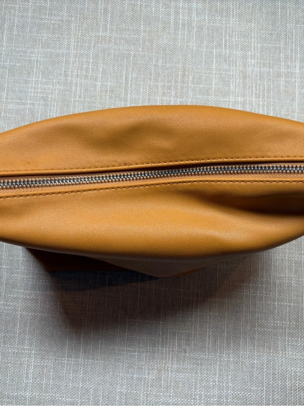 Antik Kraft Tan Leather Zip Cosmetic Pouch
